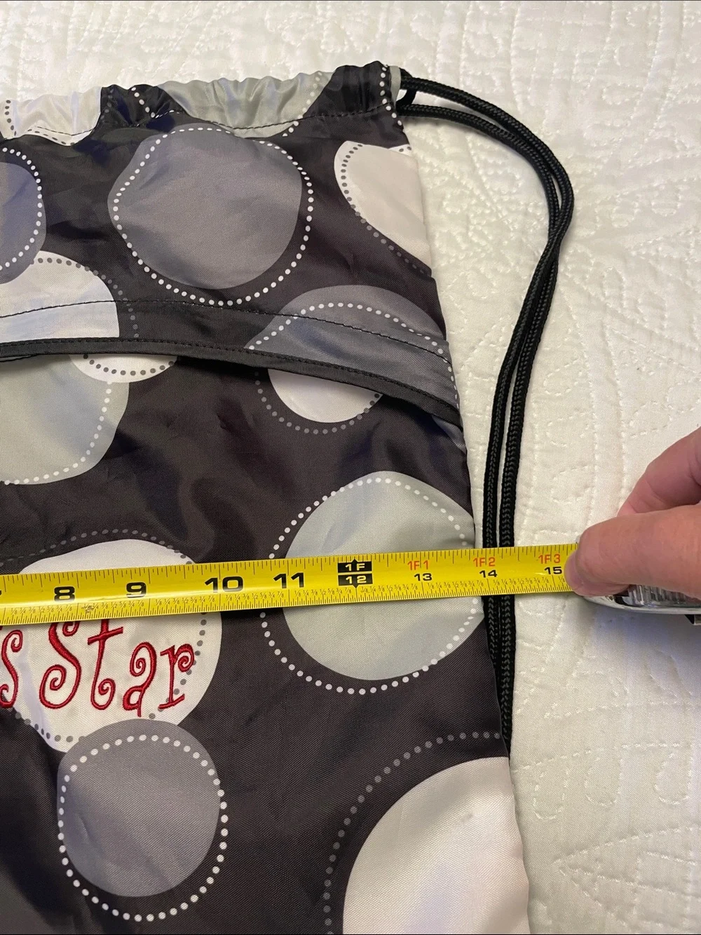Thirty-One CINCH SAC SACK Drawstring Backpack Dot Pattern SPORTS STAR Embroider